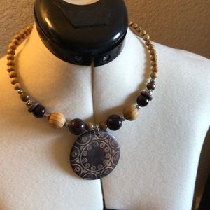 Handmade Bohemian Necklace with wood beads